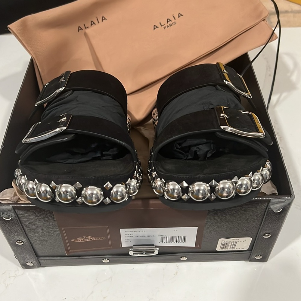 BNIB Alaia NOIR Bombe Mules Size 8 US 38 EU SOLD OUT !! - Picture 13 of 15